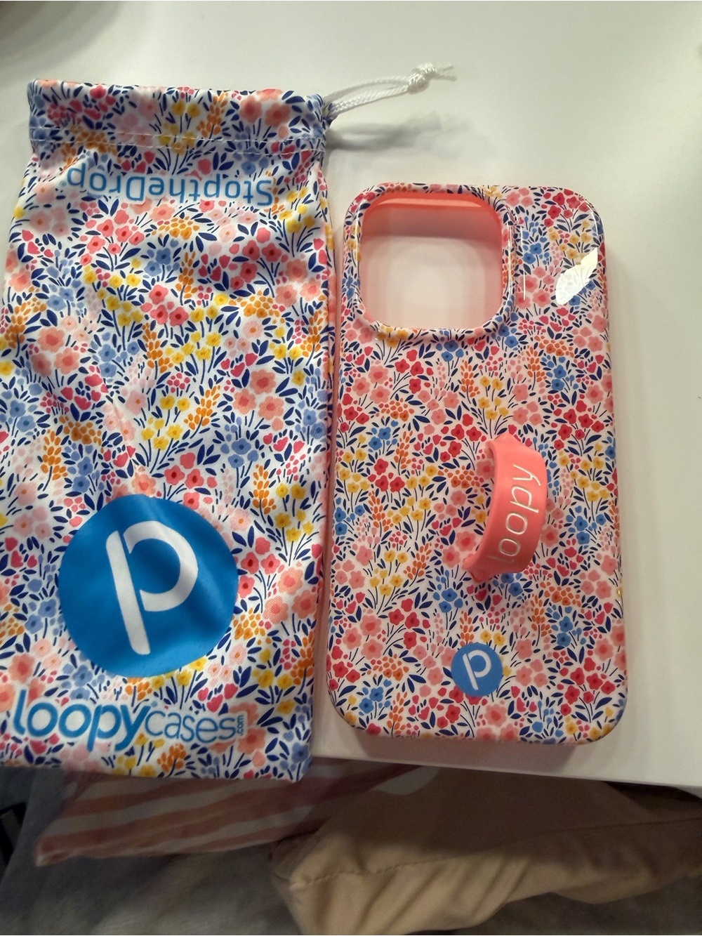 Loopy Case Pink Floral Phone Case with Built-In Grip
